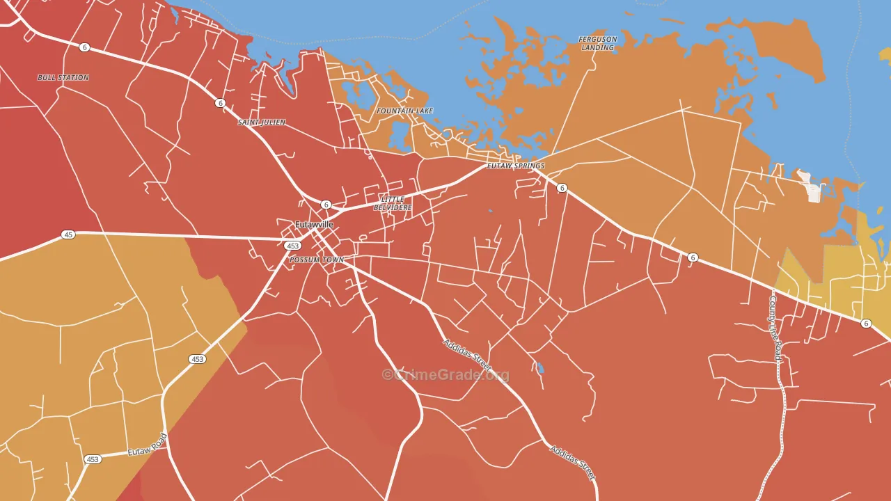 Eutawville, SC Map of Vandalism Rates
