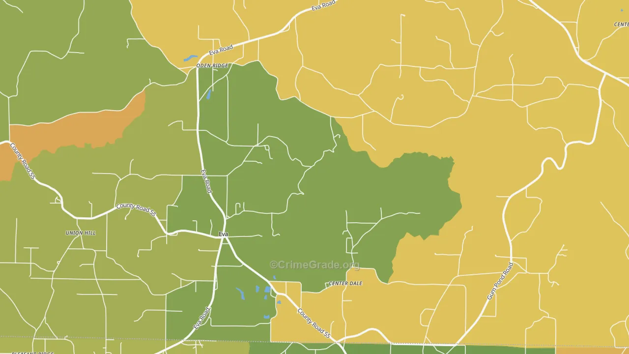 Eva, AL Map of Vandalism Rates