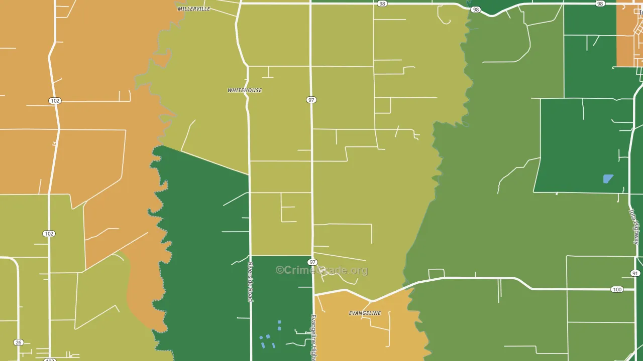 Evangeline, LA Map of Vandalism Rates