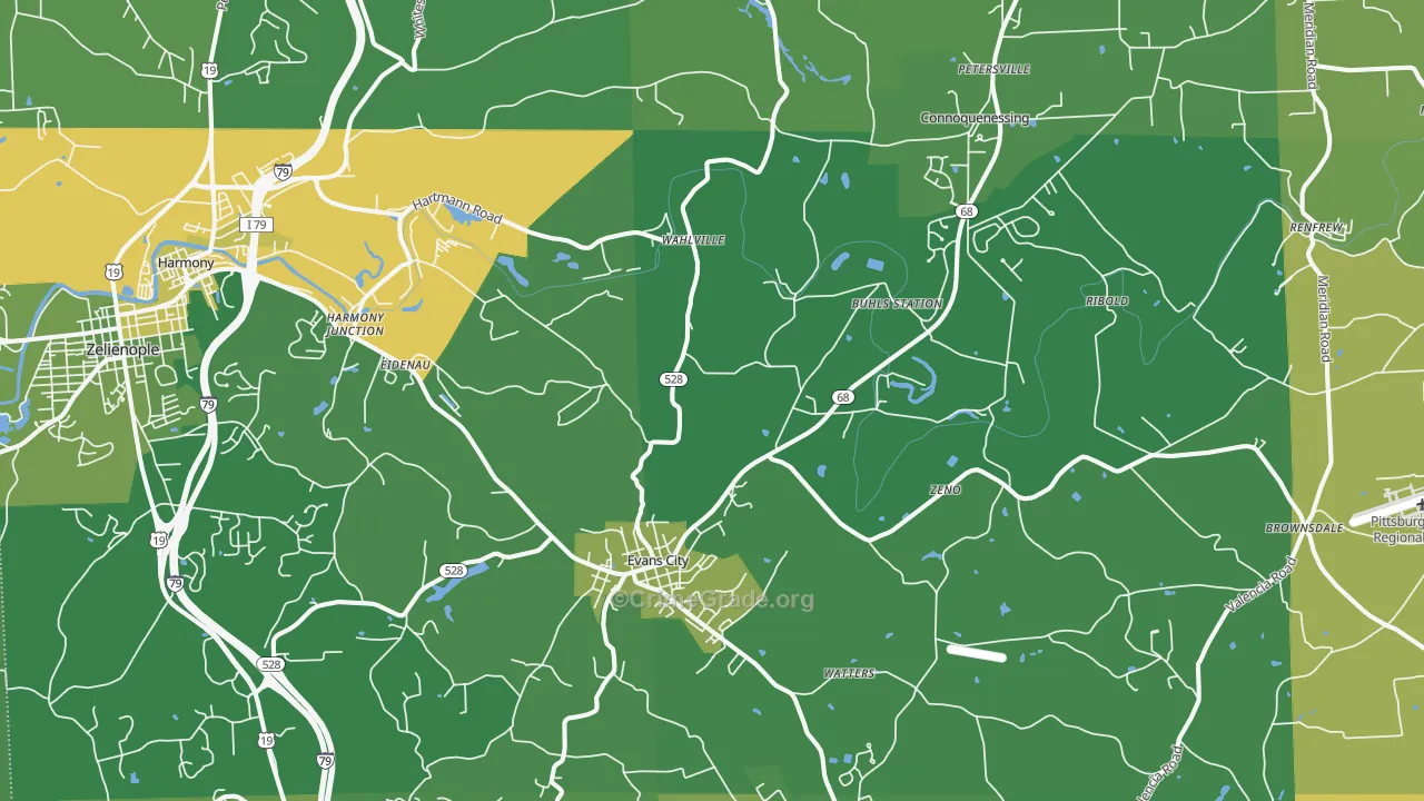 Evans City, PA Map of Vandalism Rates