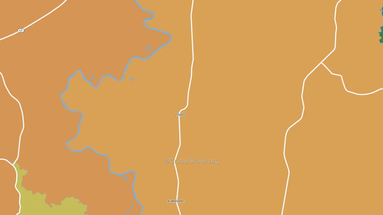 Evans, LA Map of Vandalism Rates