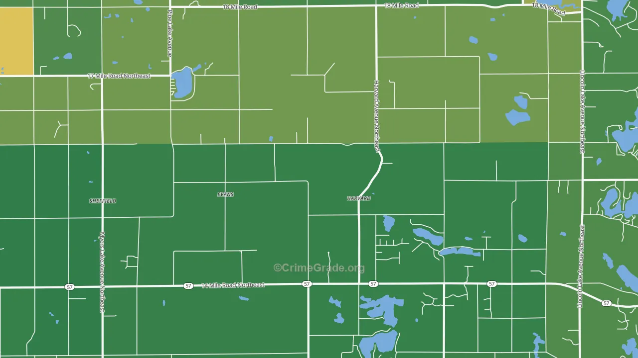 Evans, MI Map of Vandalism Rates