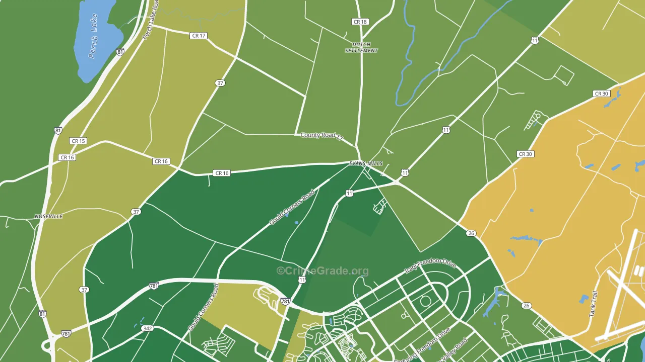 Evans Mills, NY Map of Vandalism Rates