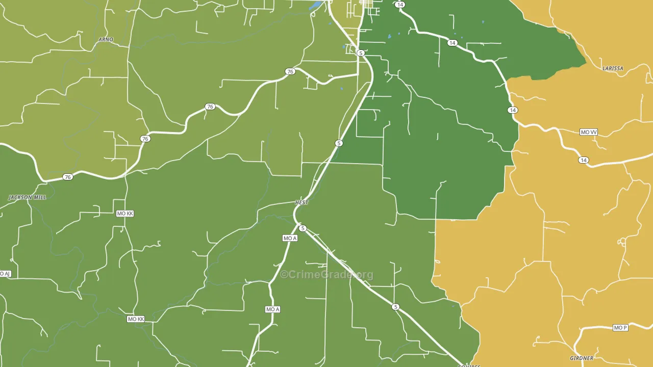 Evans, MO Map of Vandalism Rates