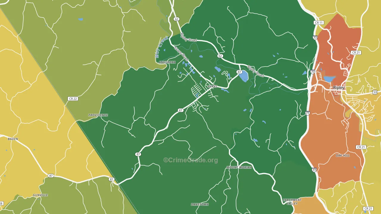 Evans, WV Map of Vandalism Rates