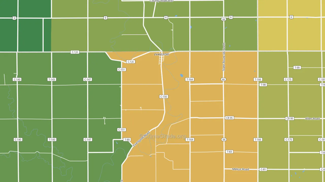Evansport, OH Map of Vandalism Rates