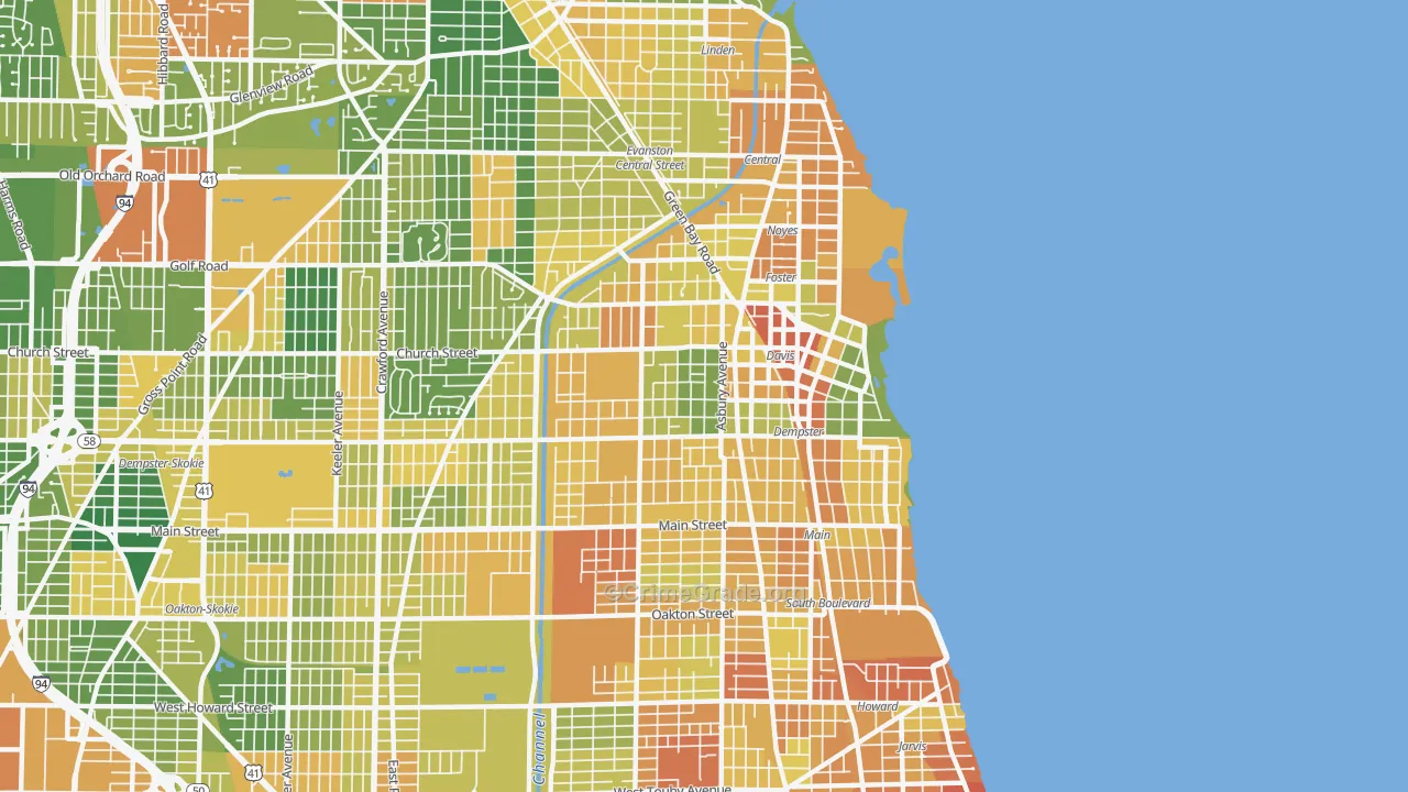 Evanston, IL Map of Vandalism Rates