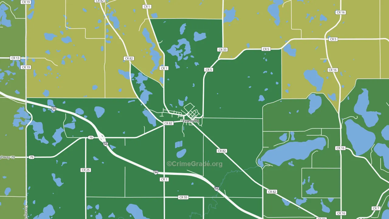Evansville, MN Map of Vandalism Rates