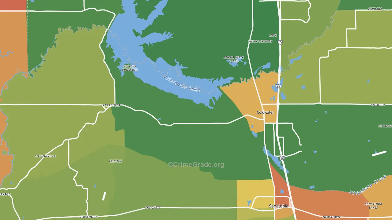 Evansville, MS Map of Vandalism Rates