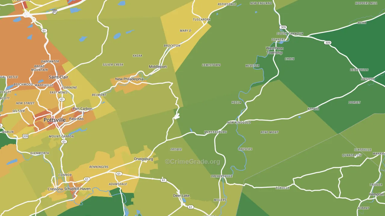 Evansville, PA Map of Vandalism Rates