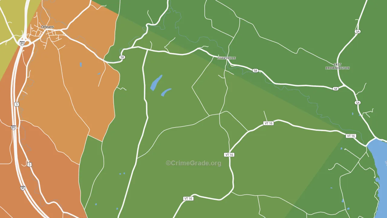 Evansville, VT Map of Vandalism Rates