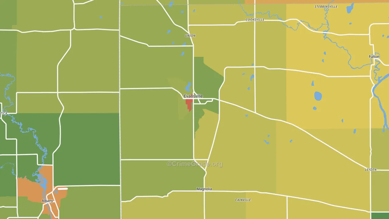 Evansville, WI Map of Vandalism Rates