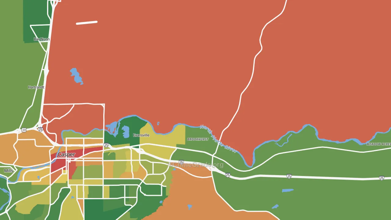 Evansville, WY Map of Vandalism Rates