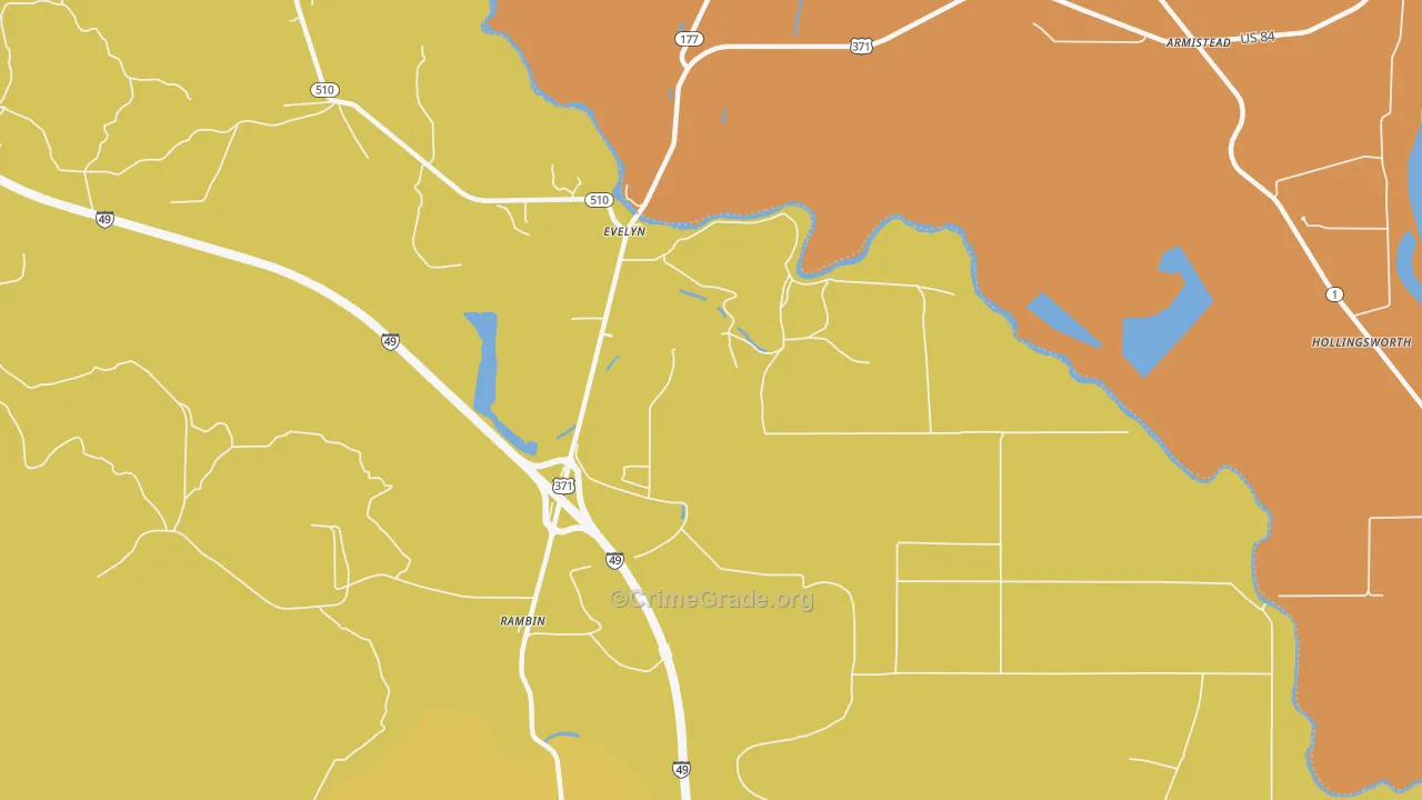 Evelyn, LA Map of Vandalism Rates