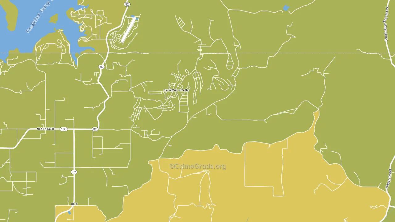 Evening Shade, OK Map of Vandalism Rates