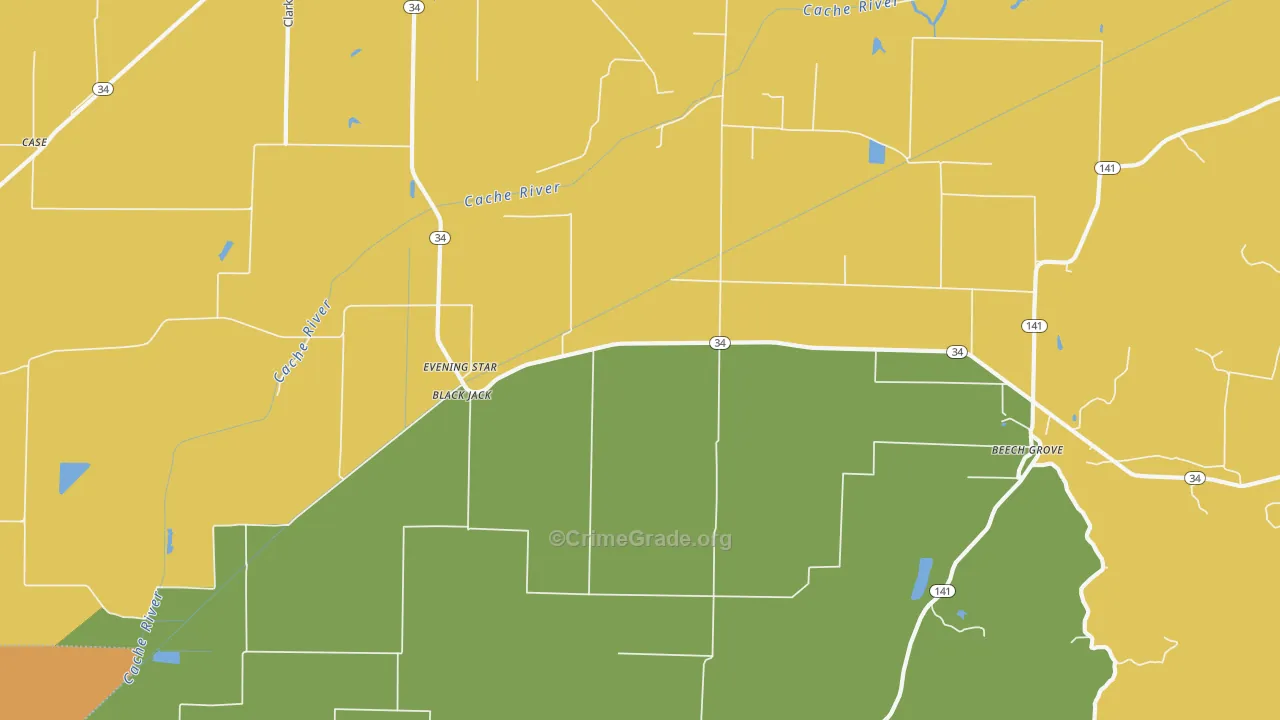 Evening Star, AR Map of Vandalism Rates