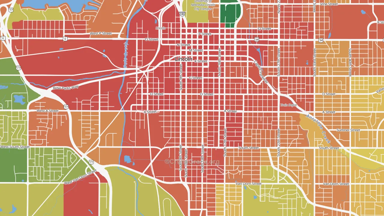 Everett, Lincoln, NE Map of Vandalism Rates