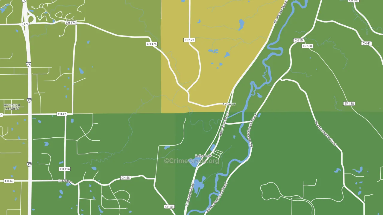 Everett, OH Map of Vandalism Rates