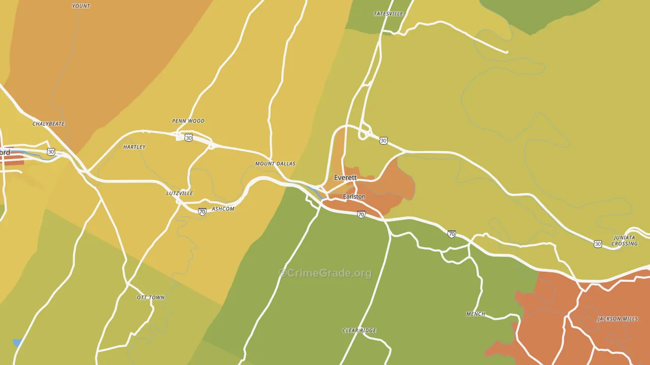 Everett, PA Map of Vandalism Rates