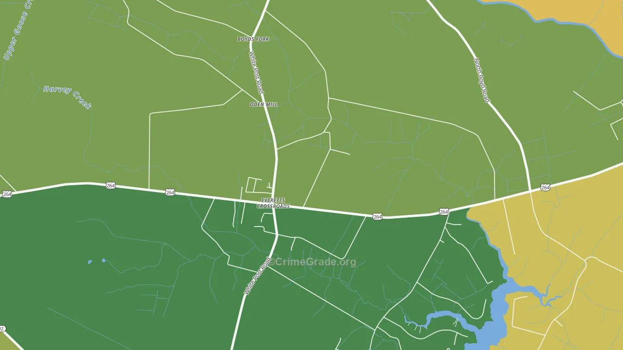 Everetts Crossroads, NC Map of Vandalism Rates