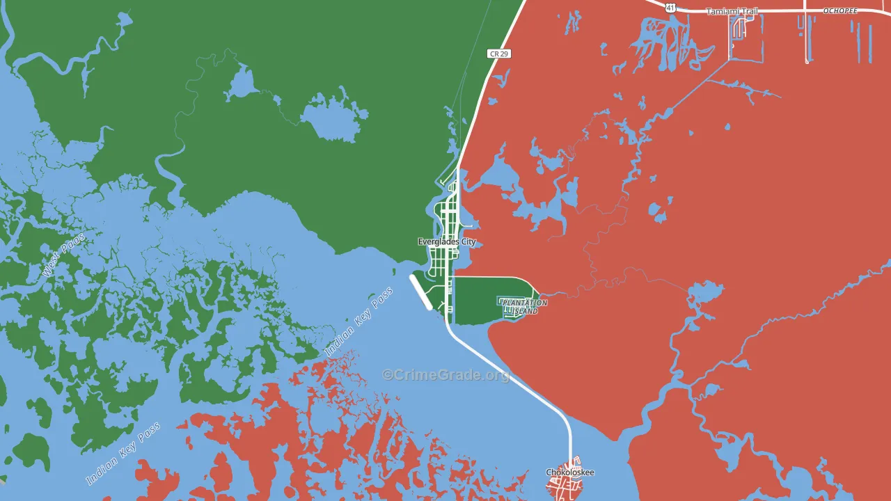 Everglades, FL Map of Vandalism Rates
