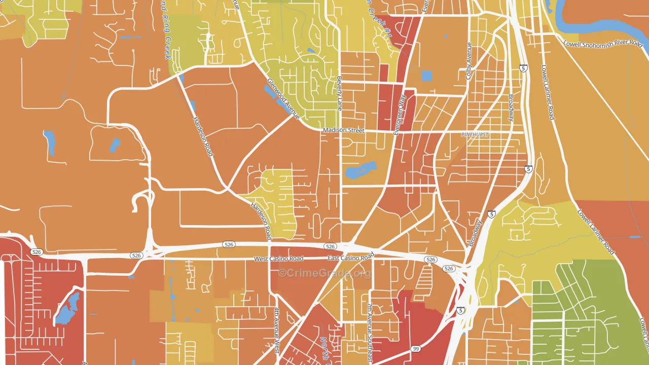 Evergreen, Everett, WA Map of Vandalism Rates