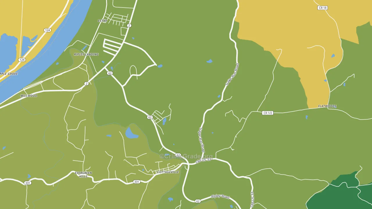 Evergreen Hills, WV Map of Vandalism Rates