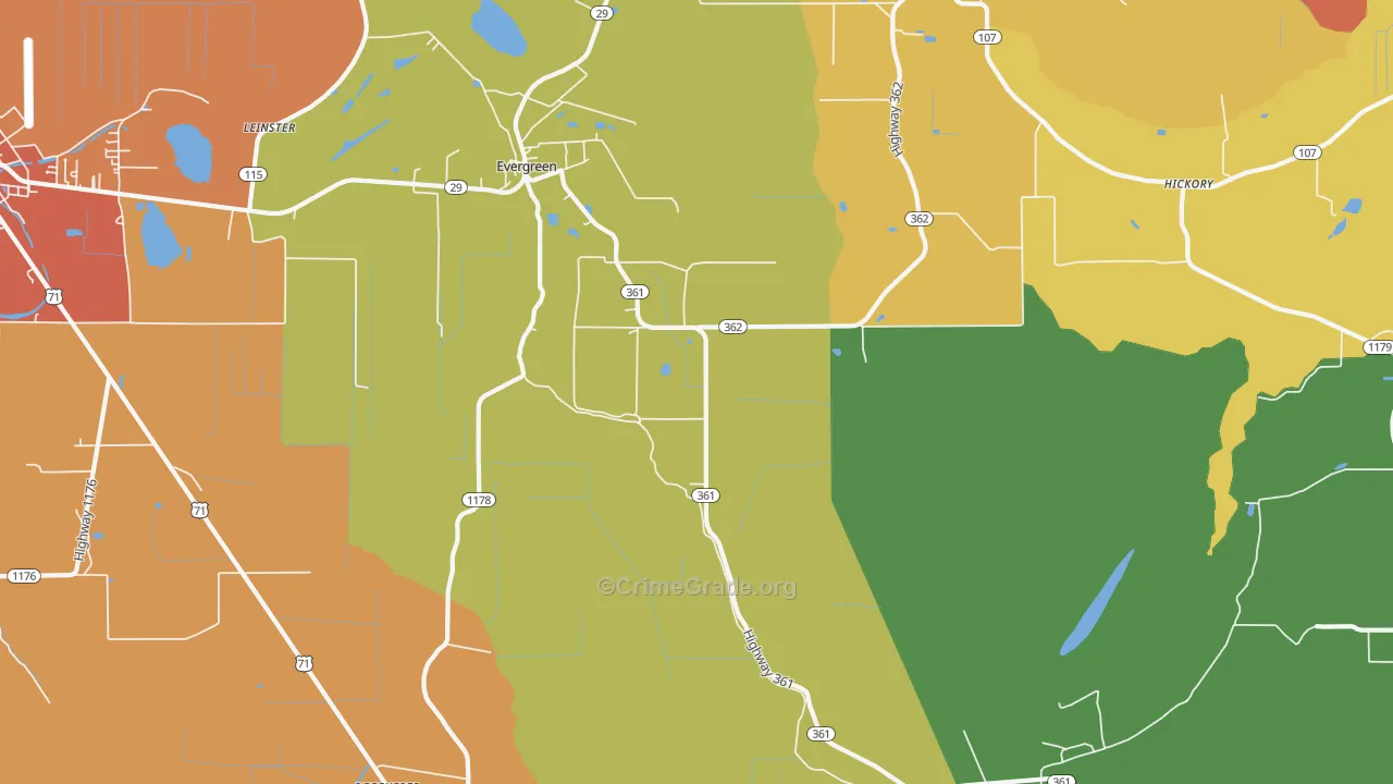 Evergreen, LA Map of Vandalism Rates