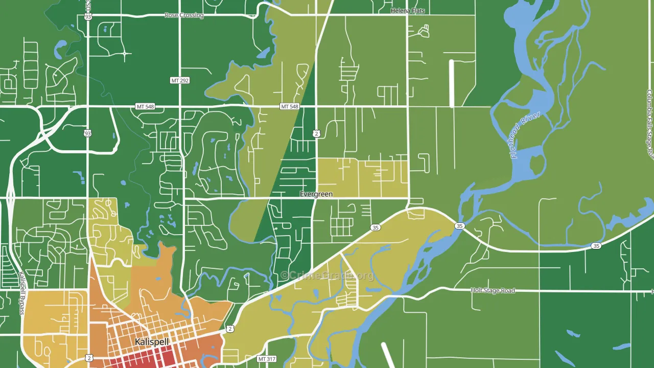 Evergreen, MT Map of Vandalism Rates