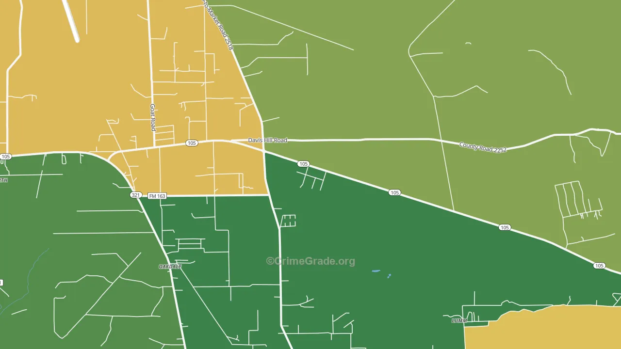 Evergreen, TX Map of Vandalism Rates