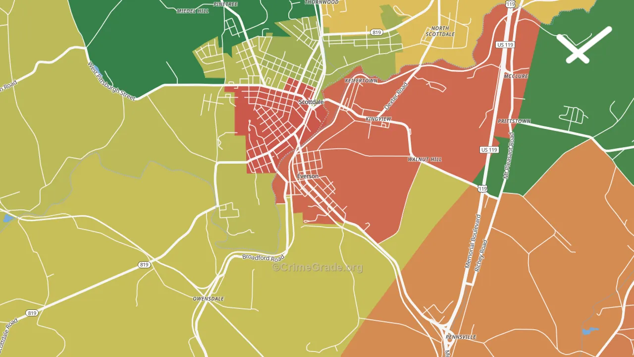 Everson, PA Map of Vandalism Rates