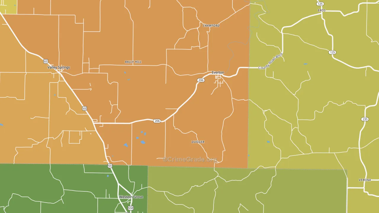 Everton, AR Map of Vandalism Rates