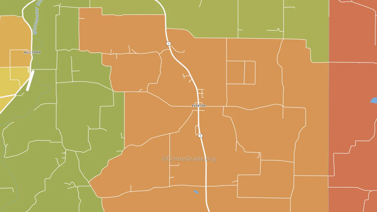 Everton, IN Map of Vandalism Rates