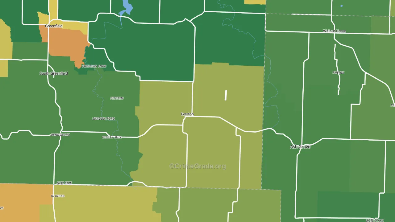 Everton, MO Map of Vandalism Rates