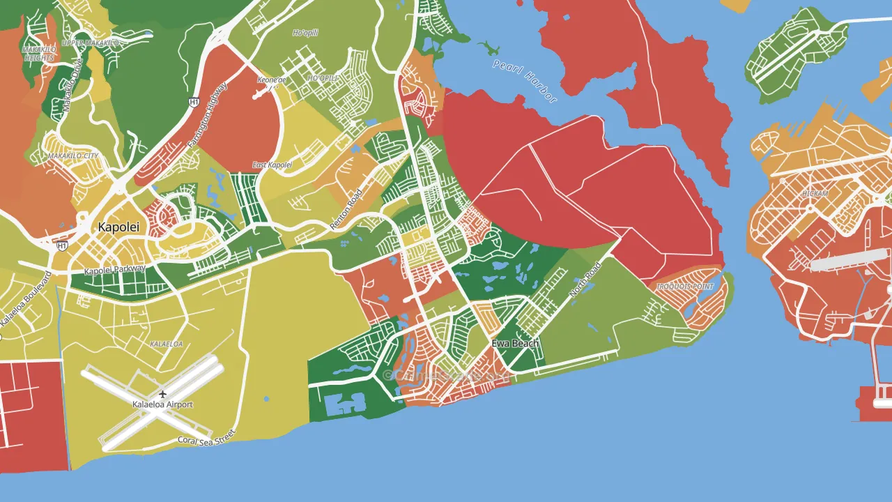 Ewa, Ewa Beach, HI Map of Vandalism Rates