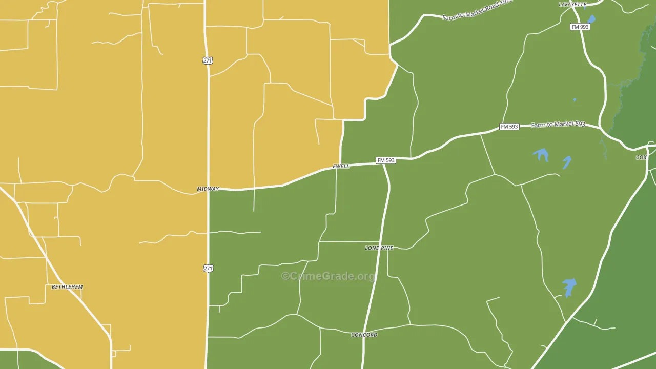 Ewell, TX Map of Vandalism Rates