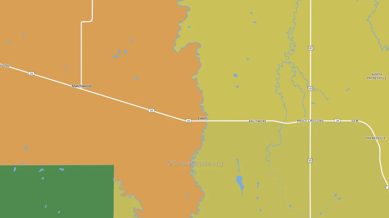 Ewen, MI Map of Vandalism Rates