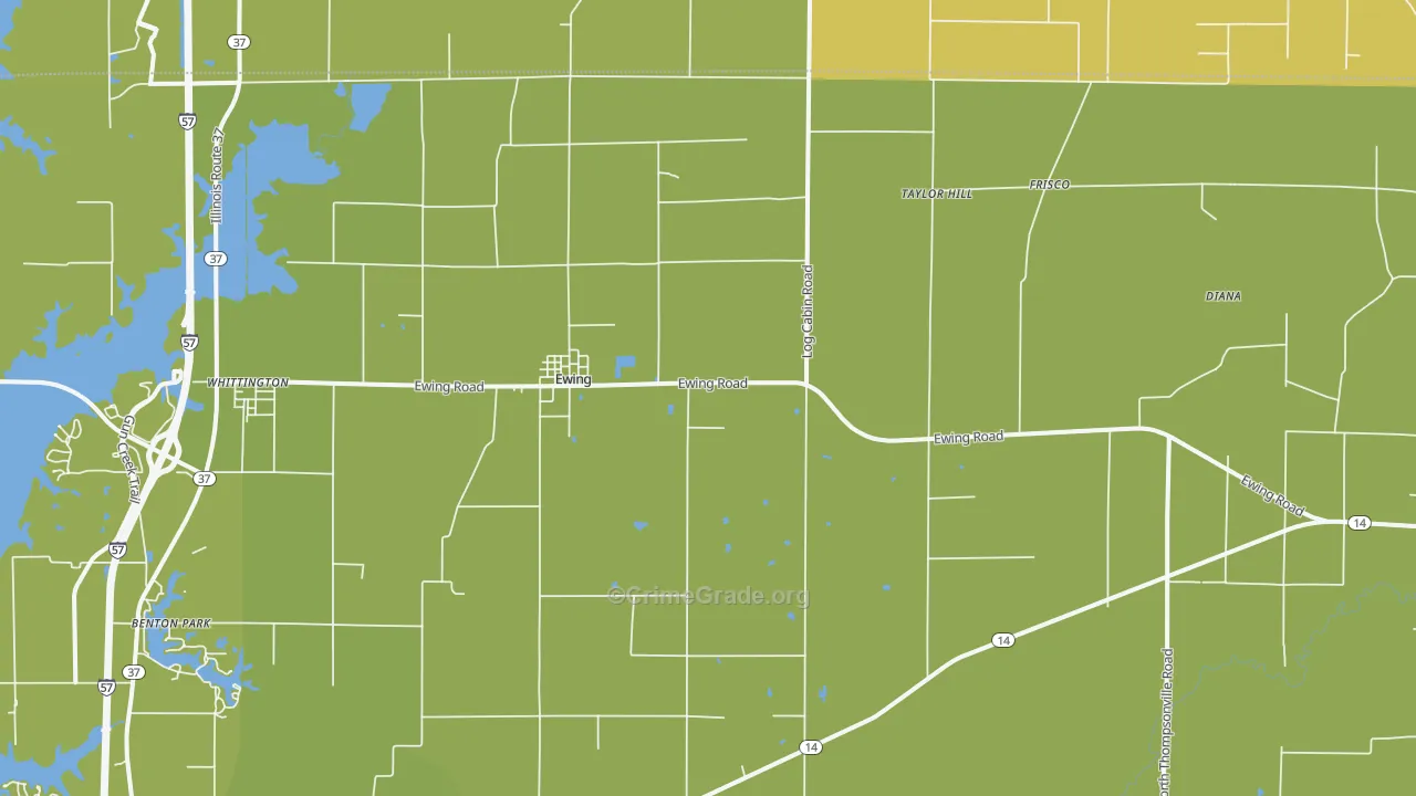 Ewing, IL Map of Vandalism Rates