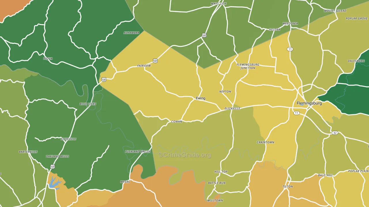 Ewing, KY Map of Vandalism Rates