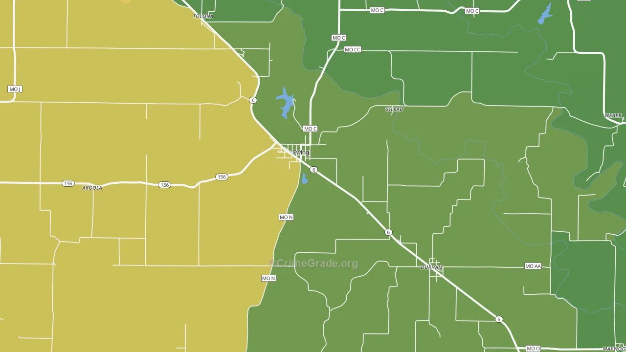 Ewing, MO Map of Vandalism Rates