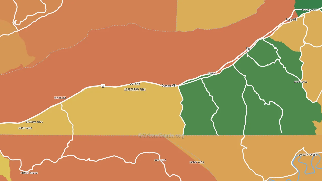 Ewing, VA Map of Vandalism Rates