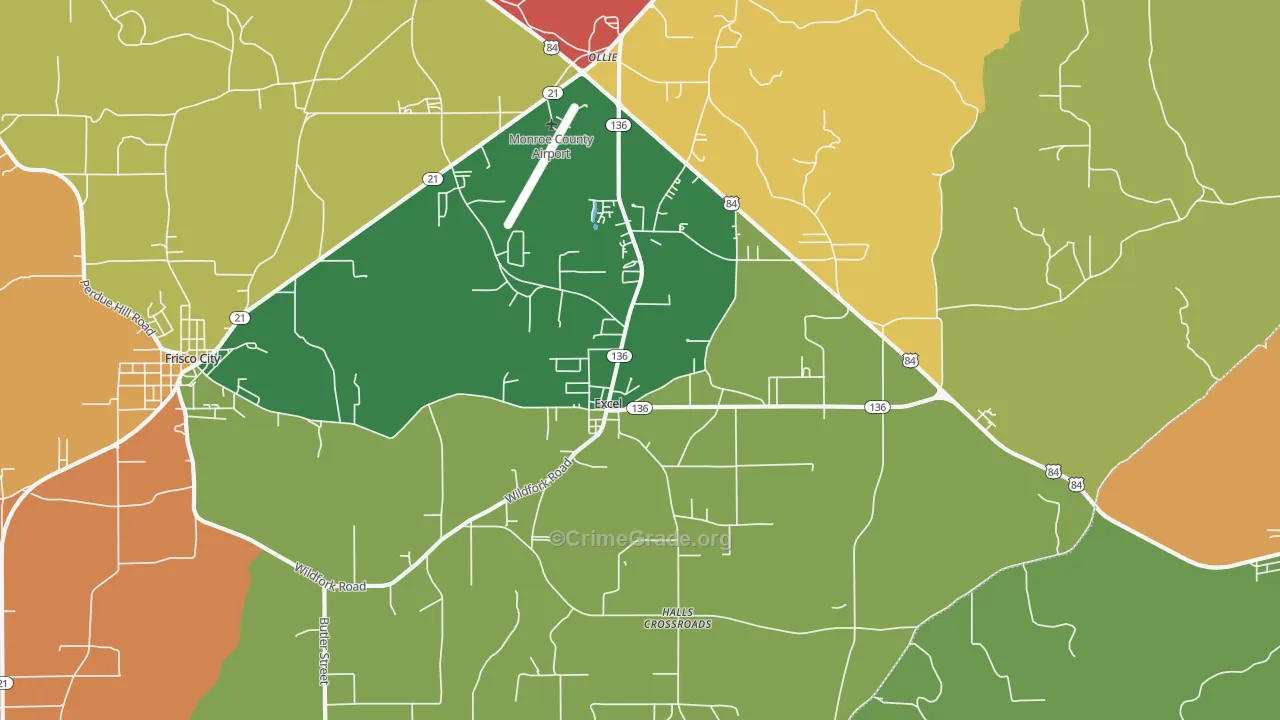 Excel, AL Map of Vandalism Rates