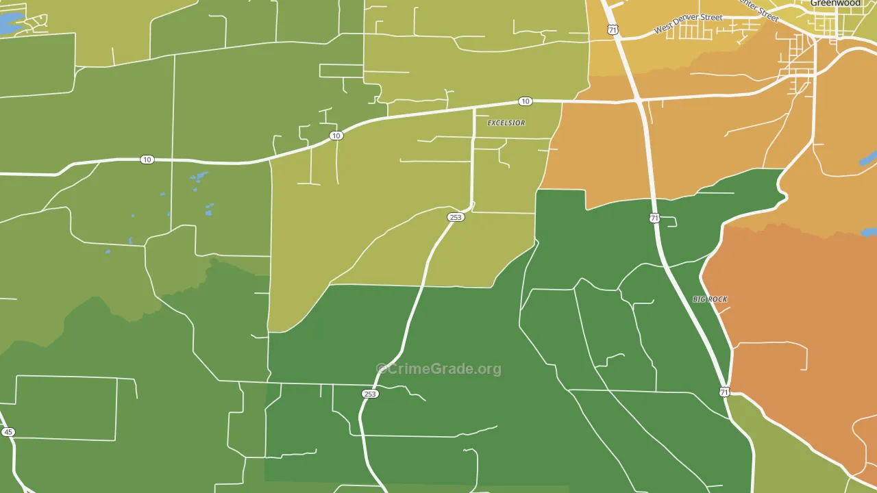 Excelsior, AR Map of Vandalism Rates