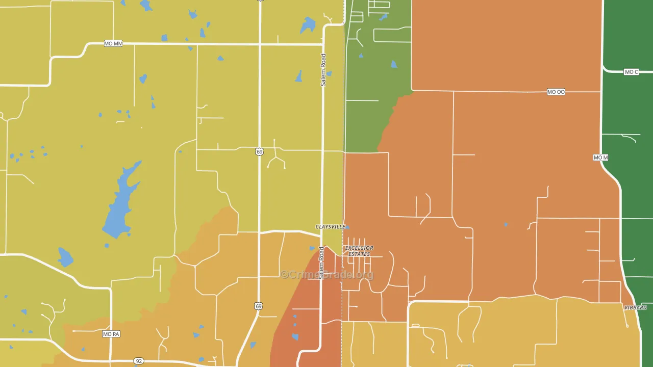 Excelsior Estates, MO Map of Vandalism Rates