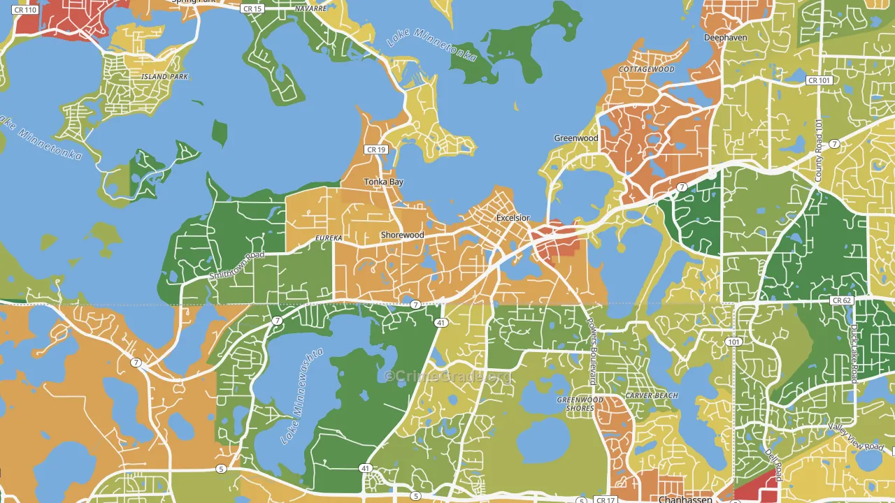 Excelsior, MN Map of Vandalism Rates