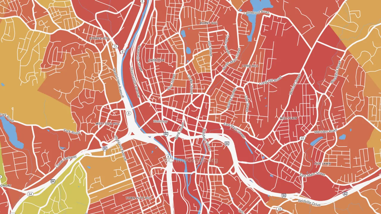 Exchange Place, Waterbury, CT Map of Vandalism Rates