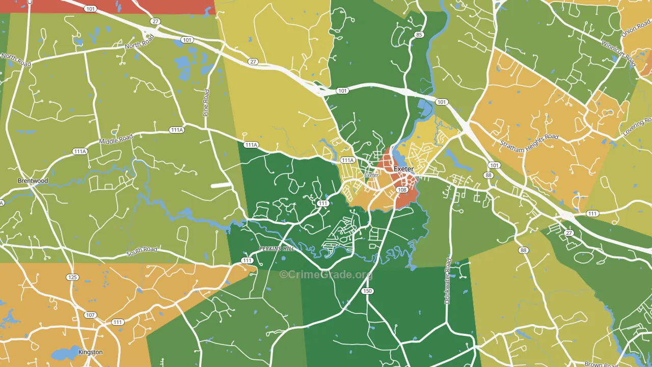 Exeter, NH Map of Vandalism Rates