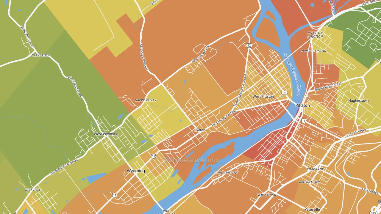 Exeter, PA Map of Vandalism Rates