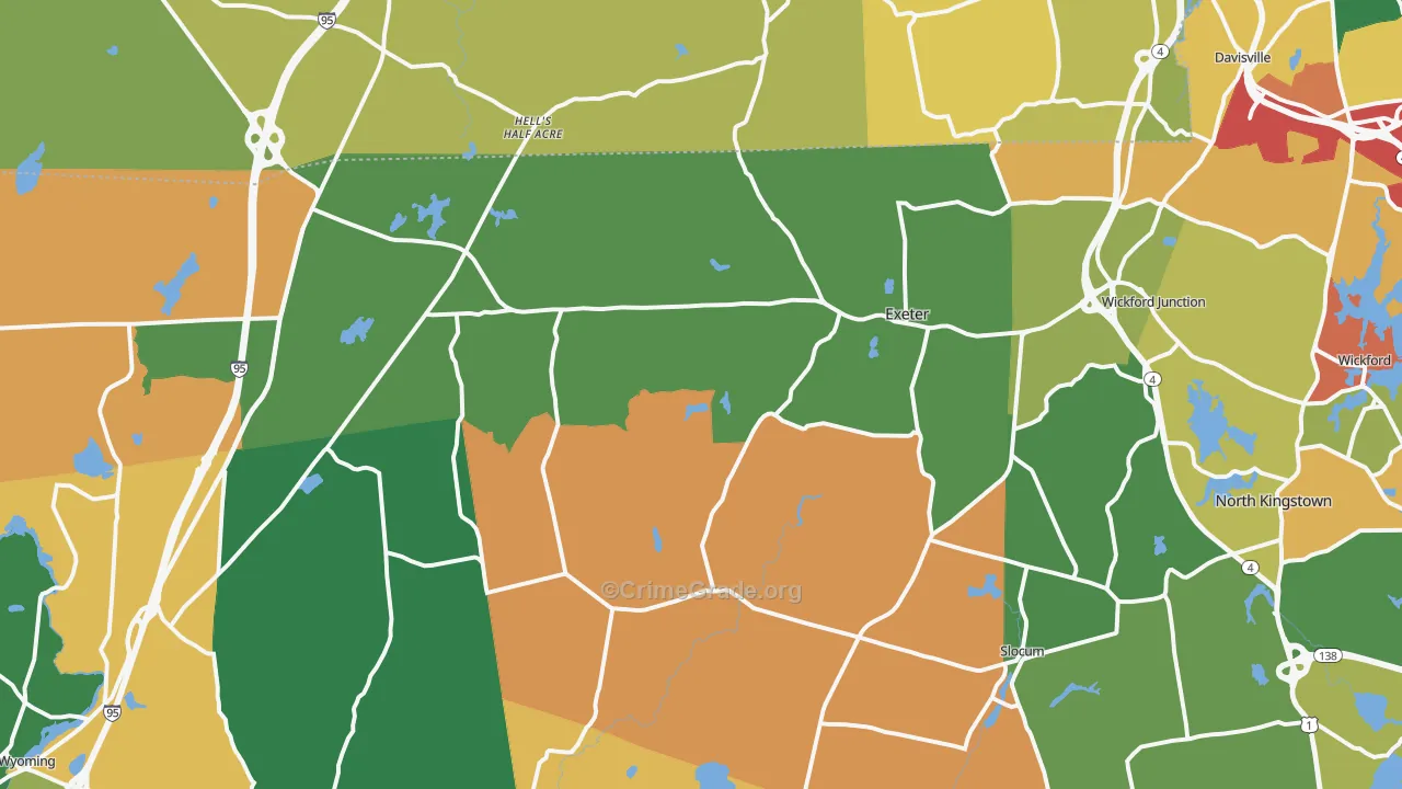 Exeter, RI Map of Vandalism Rates