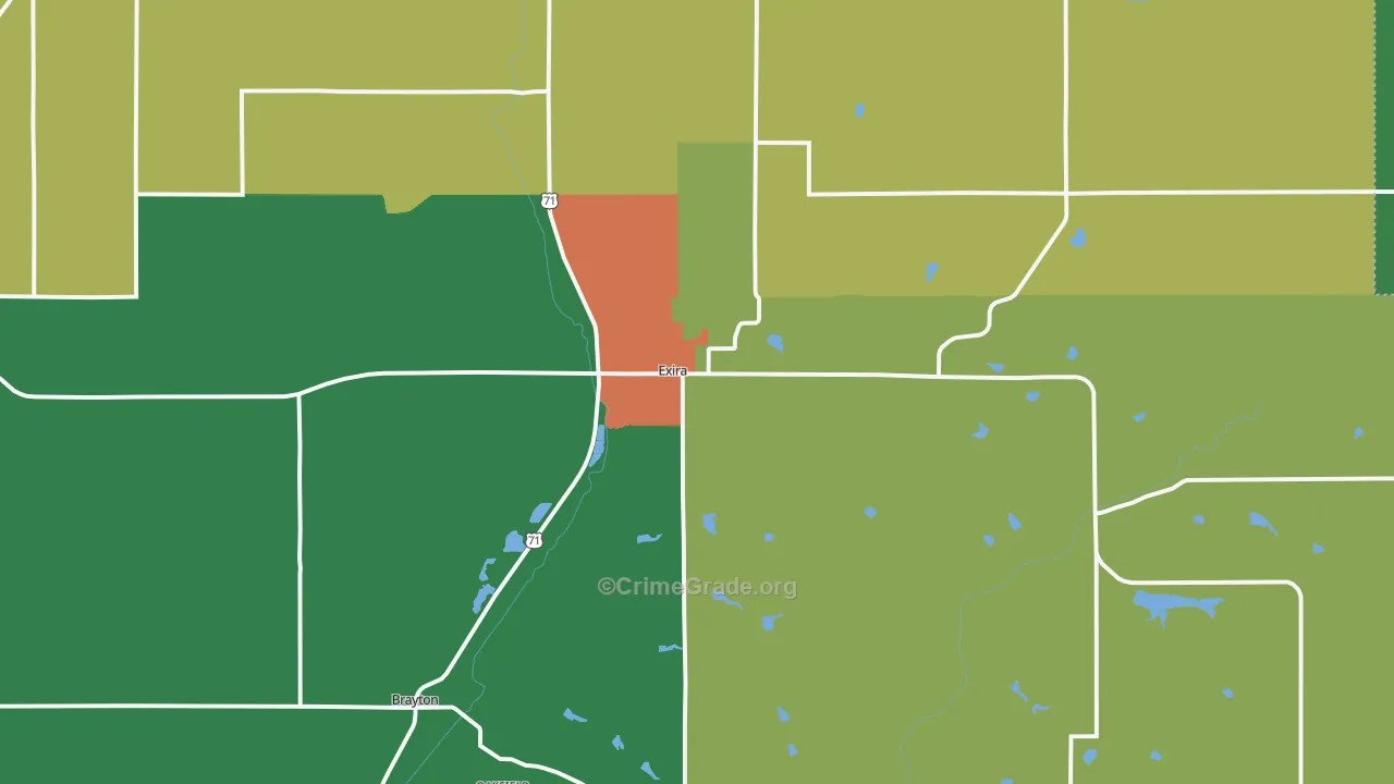 Exira, IA Map of Vandalism Rates